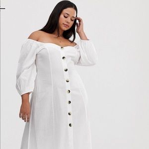 ASOS DESIGN CURVE button seersucker maxi